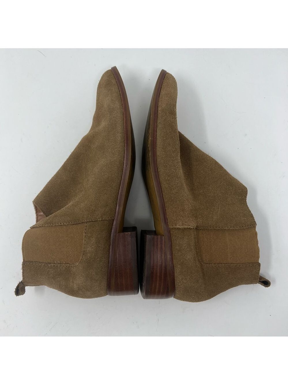 GAP Size 6.5 Tobacco Geuine Suede Chelsea Low Heel Boots Booties - Picture 11 of 12